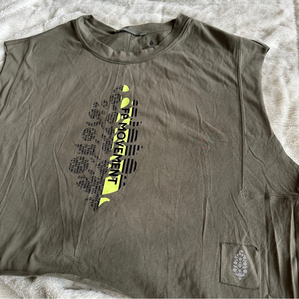NWOT Free People Inspire Logo Tank in sage stone combo buti, S - Picture 7 of 11